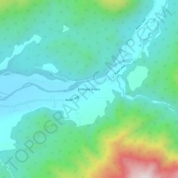 Mapa topográfico Embalse Ancoa, altitud, relieve