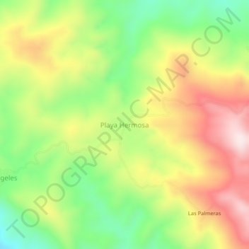 Mapa topográfico Playa Hermosa, altitud, relieve