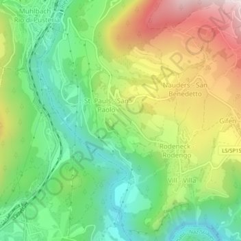 Mapa topográfico Tasche, altitud, relieve