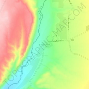 Mapa topográfico Payogasta, altitud, relieve