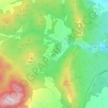 Mapa topográfico El Manzano, altitud, relieve