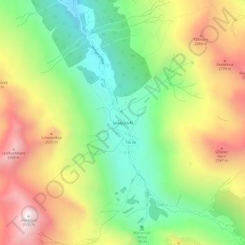 Mapa topográfico Sertig Dörfli, altitud, relieve
