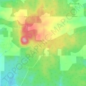Mapa topográfico Upper Highland, altitud, relieve