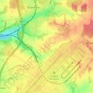 Mapa topográfico Tye Green, altitud, relieve