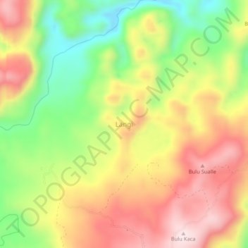 Mapa topográfico Langi, altitud, relieve