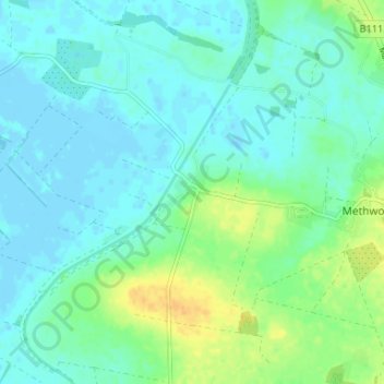 Mapa topográfico Methwold Hythe, altitud, relieve
