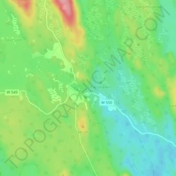 Mapa topográfico Gravendal, altitud, relieve