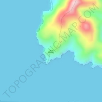 Mapa topográfico Punta Mariato, altitud, relieve