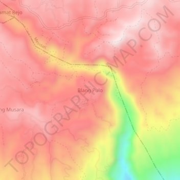 Mapa topográfico Blang Pulo, altitud, relieve