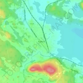 Mapa topográfico Kilafors, altitud, relieve