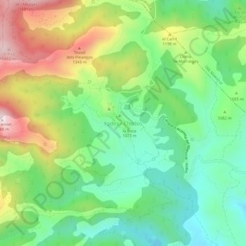 Mapa topográfico Chodos, altitud, relieve