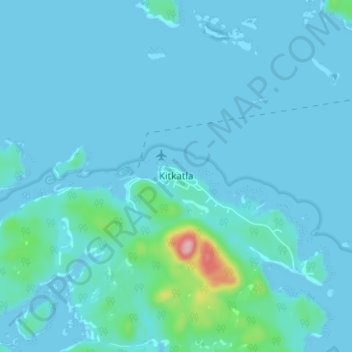 Mapa topográfico Kitkatla, altitud, relieve
