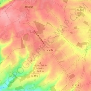 Mapa topográfico Sehen, altitud, relieve