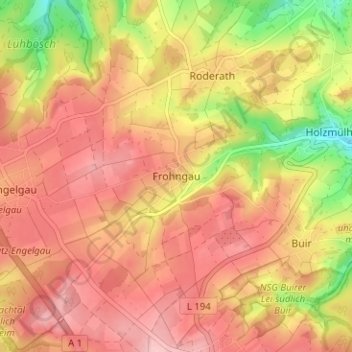 Mapa topográfico Frohngau, altitud, relieve