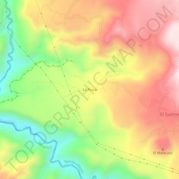 Mapa topográfico La Finca, altitud, relieve