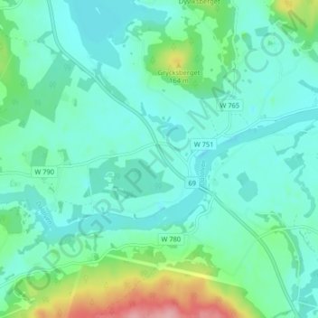 Mapa topográfico Uppbo, altitud, relieve