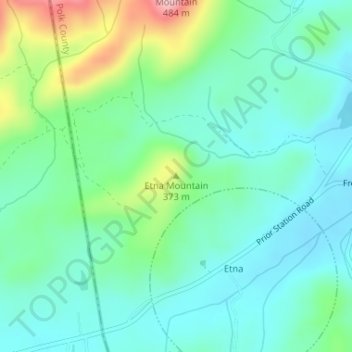 Mapa topográfico Etna Mountain, altitud, relieve