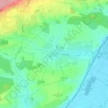Mapa topográfico Einsingen, altitud, relieve