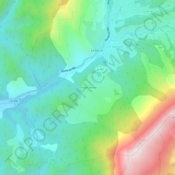 Mapa topográfico Le Haut Vernet, altitud, relieve