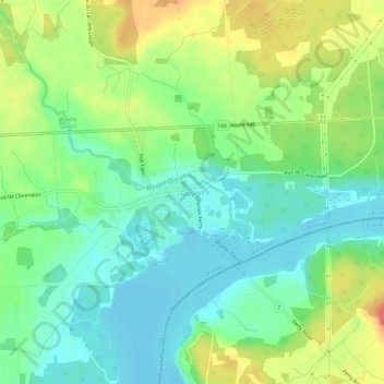 Mapa topográfico Quyon, altitud, relieve