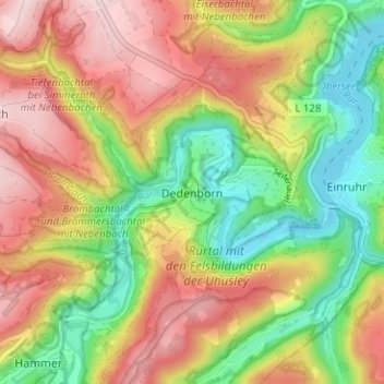 Mapa topográfico Dedenborn, altitud, relieve