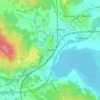 Mapa topográfico Storvik, altitud, relieve
