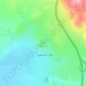 Mapa topográfico Khan Shaykhun, altitud, relieve