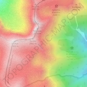Mapa topográfico Ζωνάρια, altitud, relieve