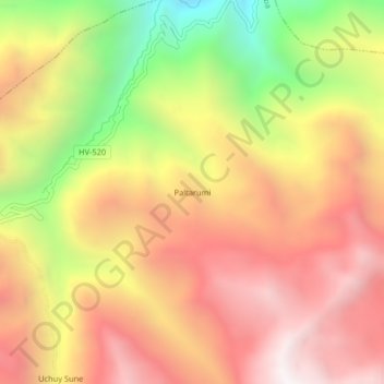 Mapa topográfico Paltarumi, altitud, relieve