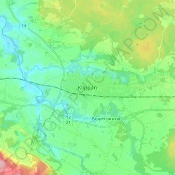 Mapa topográfico Klippan, altitud, relieve