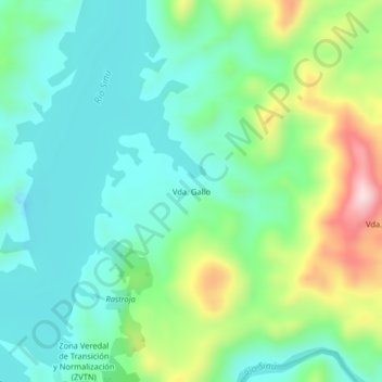 Mapa topográfico Vda. Gallo, altitud, relieve