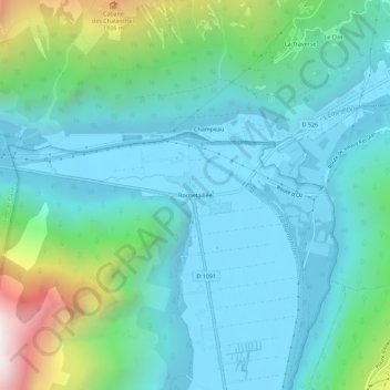 Mapa topográfico Rochetaillée, altitud, relieve