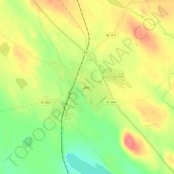 Mapa topográfico Jörn, altitud, relieve