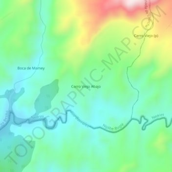 Mapa topográfico Cerro Viejo Abajo, altitud, relieve