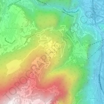 Mapa topográfico Candriai, altitud, relieve