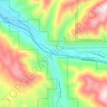 Mapa topográfico Snowmass, altitud, relieve