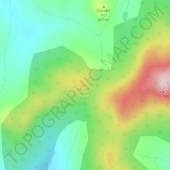 Mapa topográfico Coombs Hill, altitud, relieve