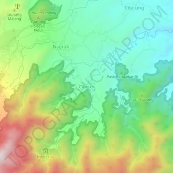 Mapa topográfico Cibeusi, altitud, relieve