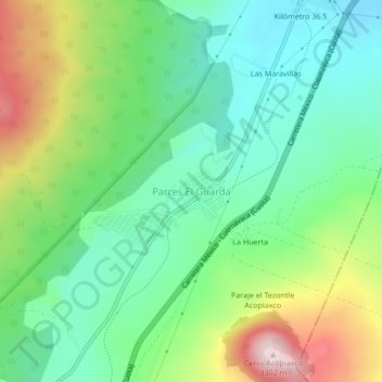 Mapa topográfico Parres El Guarda, altitud, relieve
