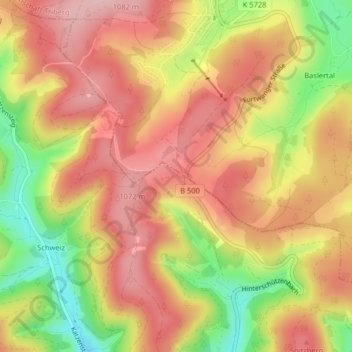 Mapa topográfico Escheck, altitud, relieve