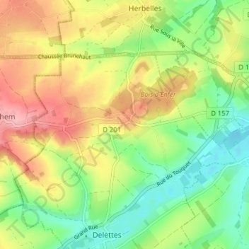 Mapa topográfico Upen d'Aval, altitud, relieve