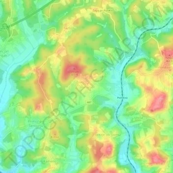 Mapa topográfico Hotunje, altitud, relieve