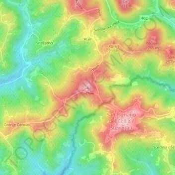 Mapa topográfico Pano, altitud, relieve