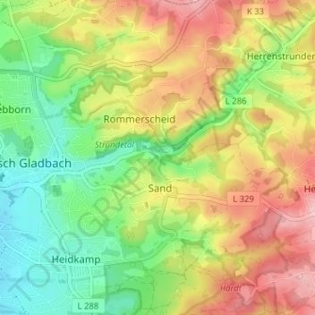Mapa topográfico Dombach, altitud, relieve