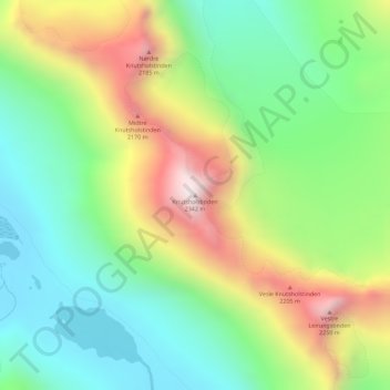 Mapa topográfico Knutsholstinden, altitud, relieve
