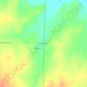 Mapa topográfico Union Center, altitud, relieve