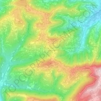 Mapa topográfico Križišče, altitud, relieve