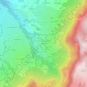 Mapa topográfico Le Pesset, altitud, relieve