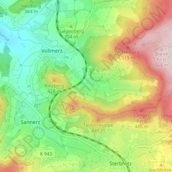 Mapa topográfico Ramholz, altitud, relieve