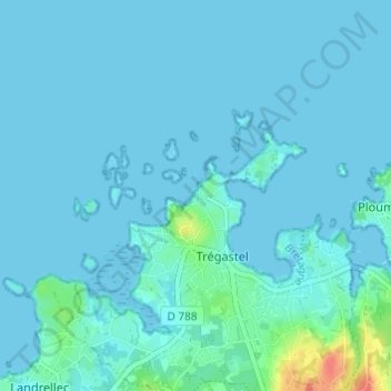 Mapa topográfico Coz Pors, altitud, relieve